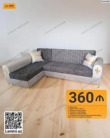 yığma divan: Künc divan – Kod: 6966 - Ölçülər: 260 × 160 sm - Mexanizm: Açılan — 1