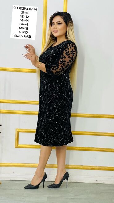 Kokteyl donlar: Qadin ziyafet geyimleri donlari Boyuk beden 50,52,54,56,58,60 razmer — 9