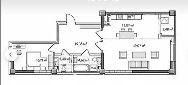 Продажа квартир: 2 комнаты, 73 м², Элитка, 3 этаж, ПСО (под самоотделку) — 1