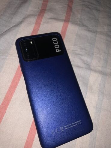 телефон кнопачный: Poco M3, Б/у, 64 ГБ, цвет - Синий, 2 SIM