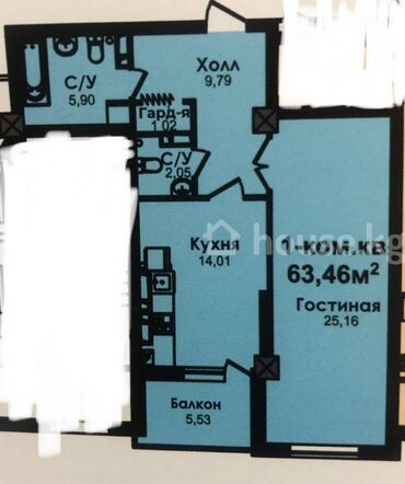 Продажа квартир: 1 комната, 63 м², Элитка, 3 этаж, ПСО (под самоотделку)