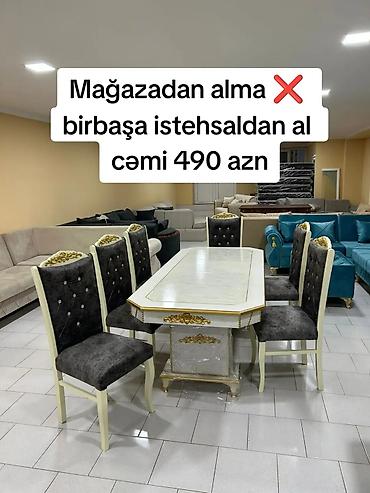 salon mallar: Qonaq otağı üçün, Yeni, Dördbucaq masa, 6 stul — 1