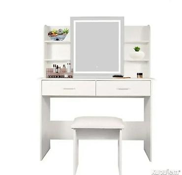 ormari po meri ikea: Toaletni sto sa LED ogledalom i tabureom - Moderan beli toaletni sto — 5