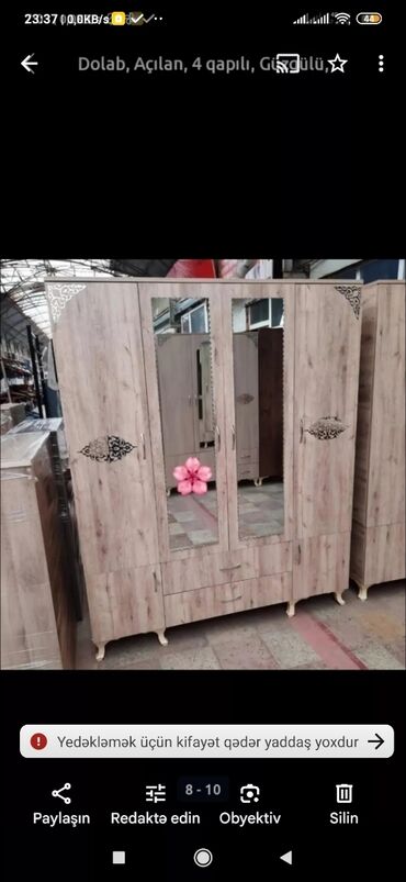 Dolablar: Yeni, Açılan, 4 qapılı Düz dolab, Qarderob, paltar dolabı — 9