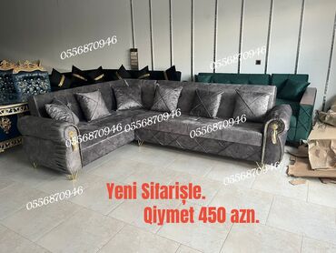 купить недорогой диван: Künc divan, Qonaq otağı üçün, Vеlur parça, Bazalı, Açılan, Kitab