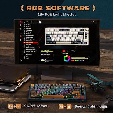 logitech superlight 2: Клавиатура, Royal Kludge, Механическая, Bluetooth, Проводное подключение, Размер: 75% — 3