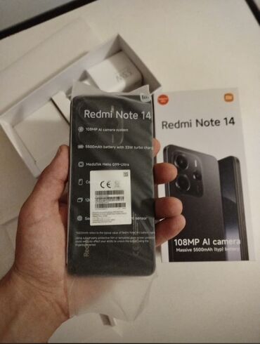 телефон fly wizard: Redmi Note 14, 128 GB, rəng - Qara, Zəmanət, Düyməli, Barmaq izi