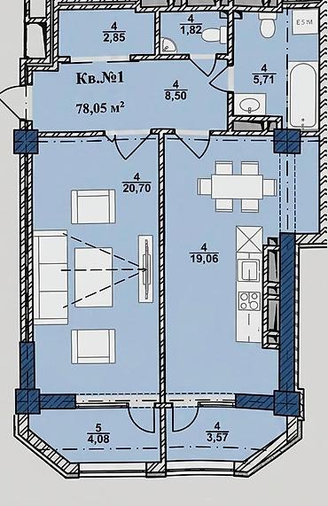 12: 2 комнаты, 78 м², 12 мкр Элитка, 12 этаж, Свежий ремонт — 3