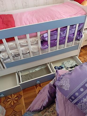 Beşiklər: Uşaq beşiyi – çoxfunksiyalı model - Rəng: ağ + açıq mavi - Material — 2