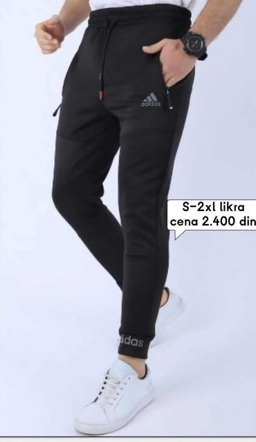 karirane pantalone muske kombinacije: Pantalone, S (EU 48), Adidas, Jogger, bоја - Crna