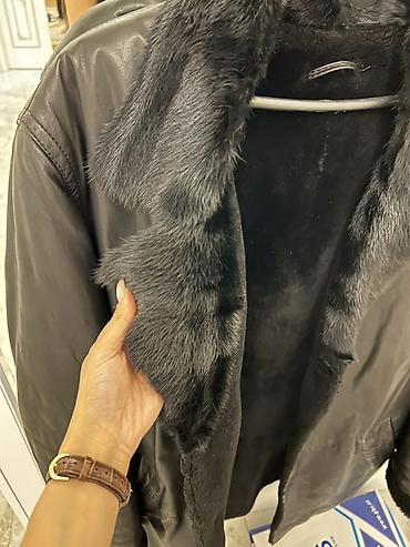 dəri plaş kişi: Kişi üçün qara dəridən palto - Material: hamar təbii dəri (xarici — 4