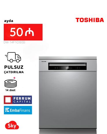 İçki texnikası: Qabyuyan maşın Toshiba, Tam qabaritli (60 sm.), Ayrıca dayanan, Yeni