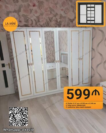 Divanlar: Açılan, 6 qapı Düz dolab, Qarderob, paltar dolabı
