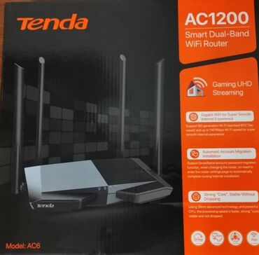 core i5: Tenda AC1200 Smart Dual-Band Wi‑Fi Router (Model: AC6) - İkiz zolaqlı
