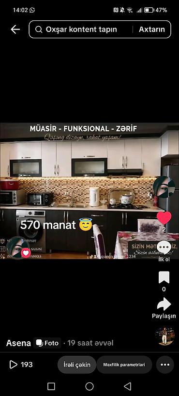 Müasir, funksional və zərif mətbəx mebeli dəsti - Üst və alt