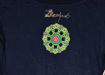 lil solid accessories: Desigual haljinaV izreza, pamuk, M velicina, teget boje sa sarenim — 3