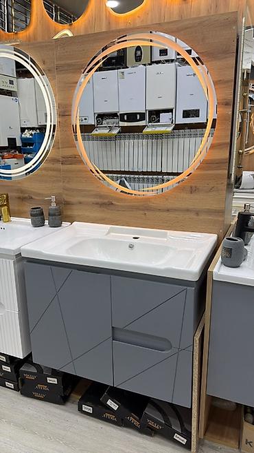 hamam dizaynlari: Hamam otağı üçün müasir lavabo-tumba və güzgü modelləri. Şəkillərdə — 1
