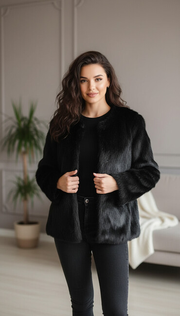 Krzneni kaputi: Crna bundica od veštačkog krzna. Veličina odgovara S/M. Savrseno na lalafo.rs — 1 Krzneni kaputi: Crna bundica od veštačkog krzna. Veličina odgovara S/M. Savrseno — 1