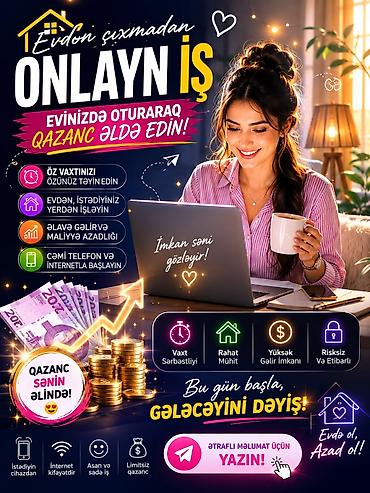 evdə online iş: Evdən çıxmadan onlayn iş imkanı! Evinizdən oturaraq qazanc əldə edin — 1