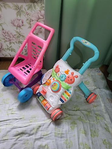 Игровой набор для малышей: каталка‑ходунки + тележка для покупок. -