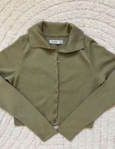 qadın jaketləri: Stradivarius uzunqollu kardiqan/bluz - Rəng: xaki/zaftalı yaşıl -