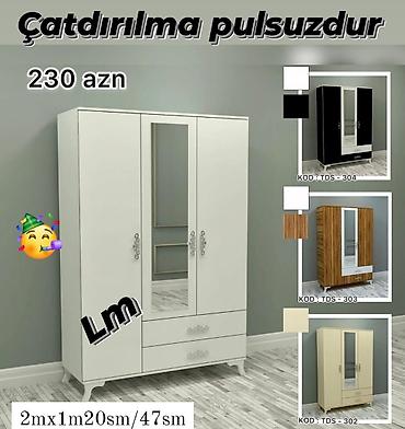 1 qapılı dolab: Dolab yeni qarderob paltar dolabı güzgülü 3 qapılı siyirməli — 1