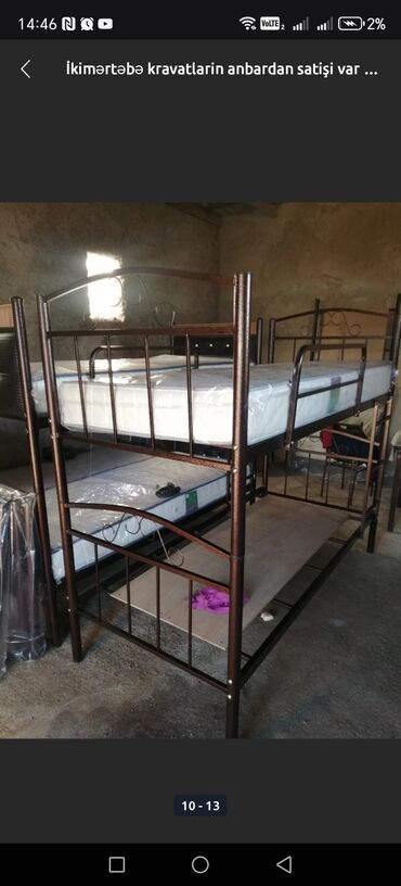 İkimərtəbəli uşaq çarpayıları: Oğlan və qız üçün, Yeni, Çarpayı, Matrassız, Siyirməsiz, Dəmir — 11