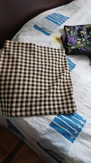 cekme: Qara-ağ dama (gingham) naxışlı qısa ətək - Model: Yüksək belli, düz — 1