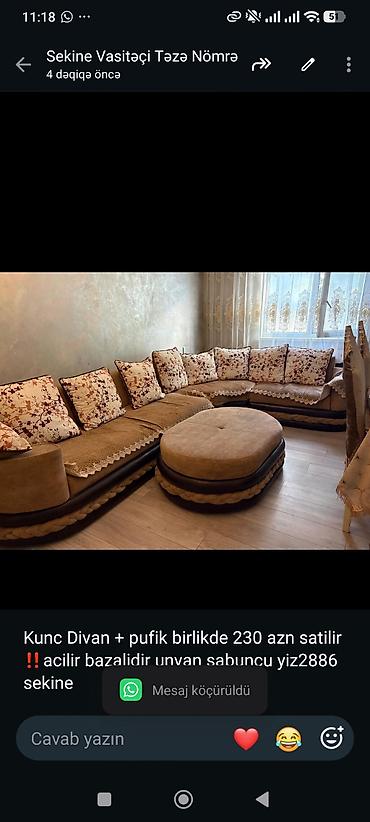 Kunc Divan + pufik birlikde 230 azn satilir‼️acilir bazalidir unvan