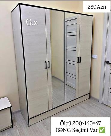 paneler: Üç qapılı paltar dolabı - Material: laminat (açıq ağac tonunda), qara — 1