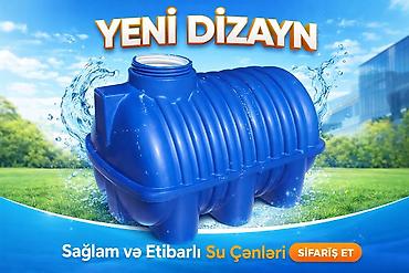 Baklar və çənlər: Yeni dizayn 1000 lt su çəni - Material: Yüksək keyfiyyətli, qalın — 1