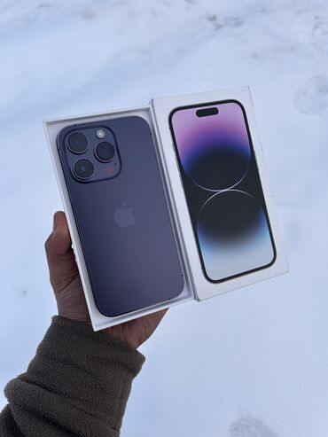 айфон кадамжай: IPhone 14 Pro, Колдонулган, 128 ГБ, Кабель, Куту, 87 %