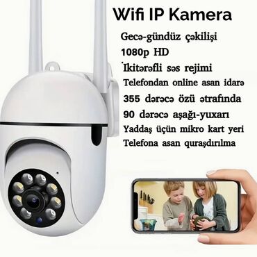 wifi ip kamera: Yenidir. Sağa, sola, aşağı, yuxarı dönür Gündüz, gecə çəkilişi var