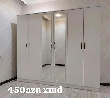 5 ton: Ağ rəngli 5 qapılı qarderob - Ön hissədə 2 tam ölçülü güzgülü qapı – — 1