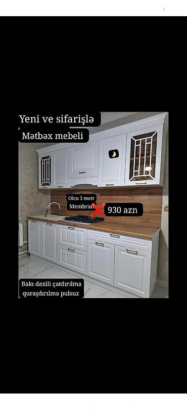 barber stol: Məhsul: Mətbəx mebeli (yeni və sifarişlə) - Ölçü: 3 metr - Material — 1
