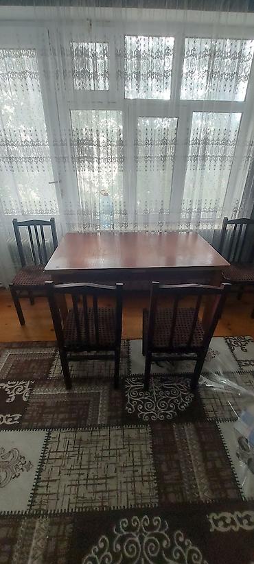 balta: Ağac yemək masası və 4 ədəd stul dəsti. - Material: tam ağac (taxta) — 3