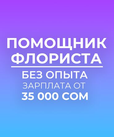 работа в выходные: В магазин цветов требуется помощник флориста без опыта график: 1 at lalafo.kg работа в выходные: В магазин цветов требуется помощник флориста без опыта график: 1