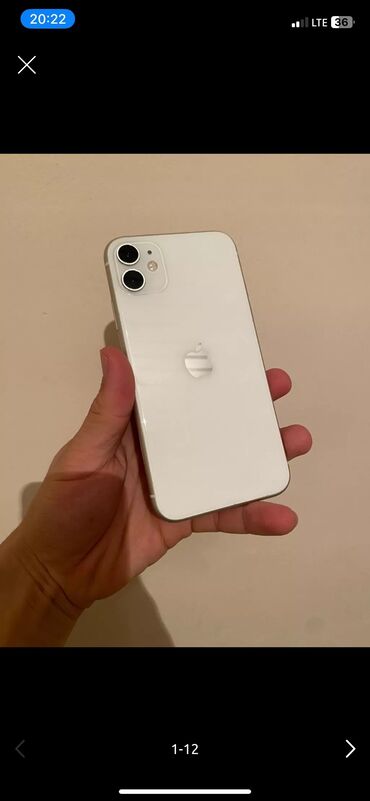 Apple iPhone: IPhone 11, Б/у, 128 ГБ, Белый, Зарядное устройство, Защитное стекло, Чехол, 77 %