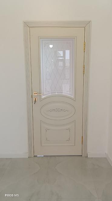 Межкомнатная дверь, Новый, Со стеклом, Одностворчатая, Деревянная, Распашная, цвет - Бежевый