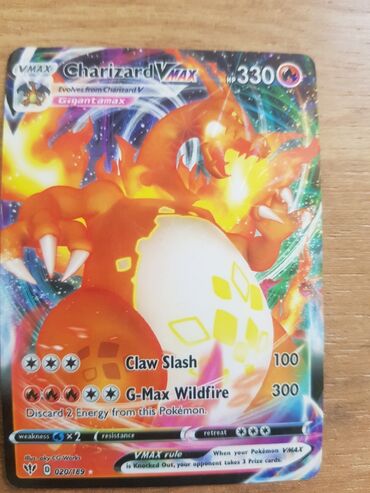 İncəsənət və kolleksiyalar: Orjinal Chaizard VMAX pokemon karti-cox deyerli bazarda 35 45 manata