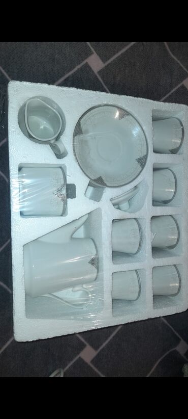 cay desti: Çay dəsti, rəng - Ağ, Keramika, 6 nəfərlik