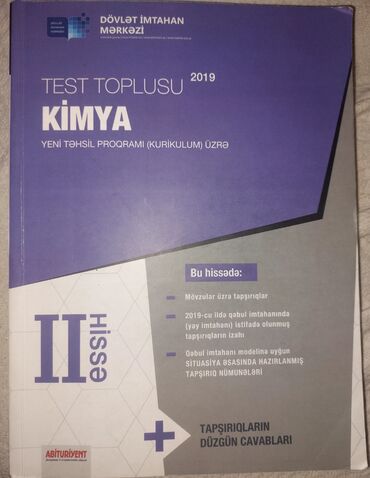 8 ci sinif kitablar: Abituriyentlər üçün kimya, fizika və biologiya fənləri üzrə test
