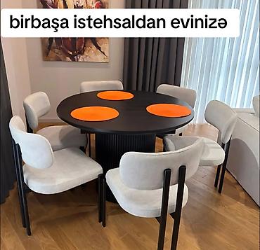 mdf panel: Qonaq otağı üçün, Yeni, Açılmayan, Yumru masa, 6 stul — 1