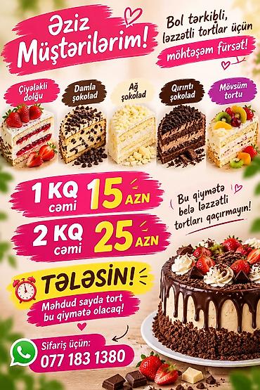 cay satışı: . Xüsusi günləriniz üçün ev şəraitində hazırlanan ləzzətli tortlar! 🍰 — 1