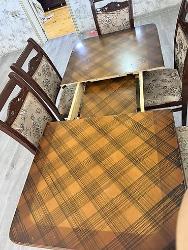 kicik stol: Yemək otağı üçün masa və 6 ədəd stul dəsti - Material: taxta karkas — 3
