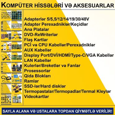 Digər kompüter aksesuarları: Kompüter hissələri və aksesuarlar qiymətlər şəkillərdə göstərilib — 1