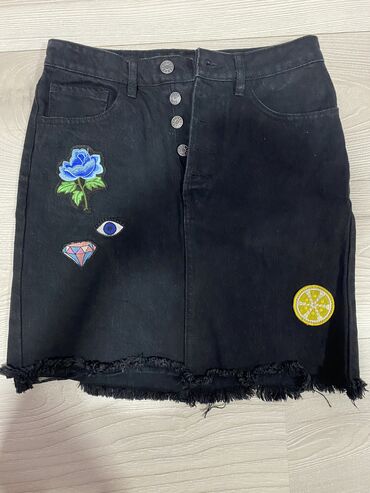 teksas suknja sa slicem: S (EU 36), Mini, color - Black