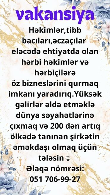 is elanları 60 yas: Həkim tələb olunur, İstənilən yaş, 1 ildən az təcrübə, 1/2