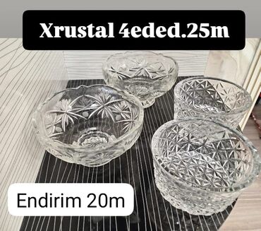 xrustal qablar aliram: Kasalar, 4 ədədli dəst, Xrustal