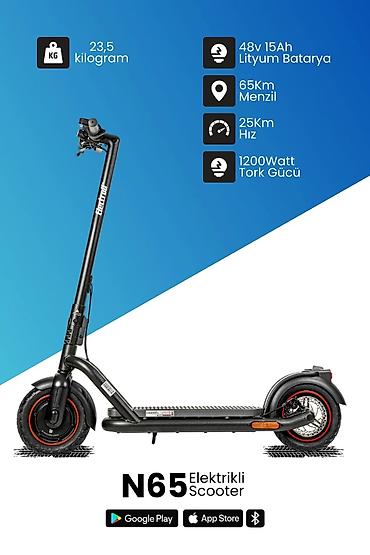 3391 km: N65 Elektrikli Scooter - 48V 15Ah litium batareya - 65 km-ə qədər — 1